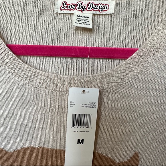 Love by Design Owl Lightweight Crewneck Pullover Acrylic Sweater Sz M NWT - Picture 3 of 5